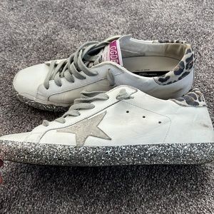 Golden Goose superstar glitter leopard print sneakers